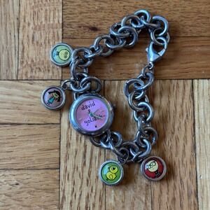 y2k 2004 david and goliath silver charm bracelet